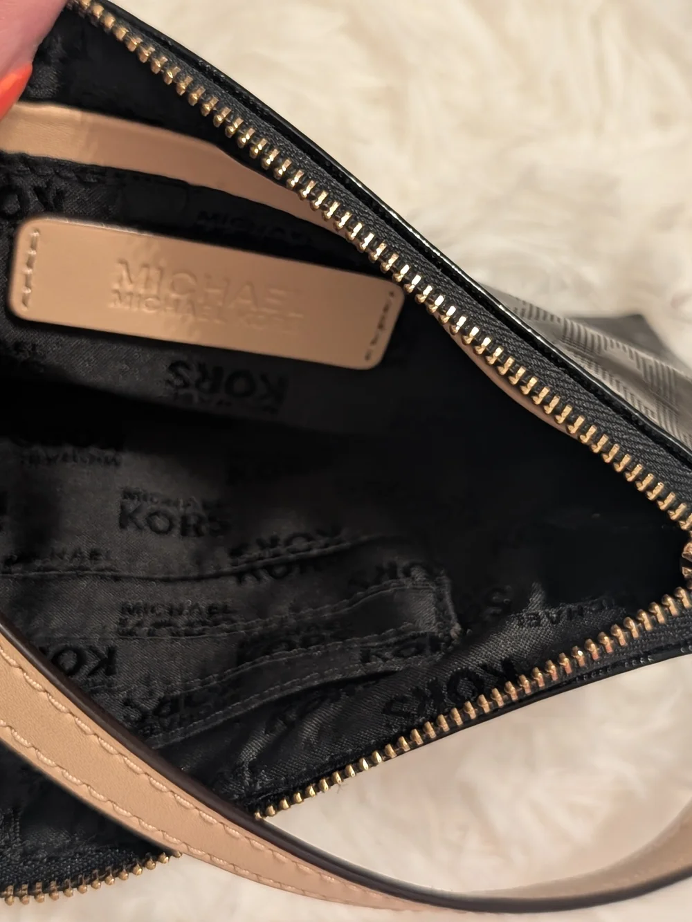 Michael Kors Black Patent Shoulder Bag with Gold Hardware